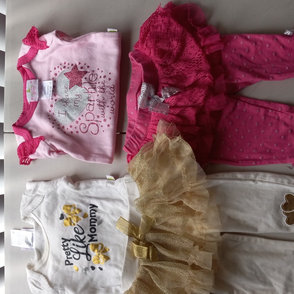 0-3 month bundle 2 piece long sleeve and pants sets